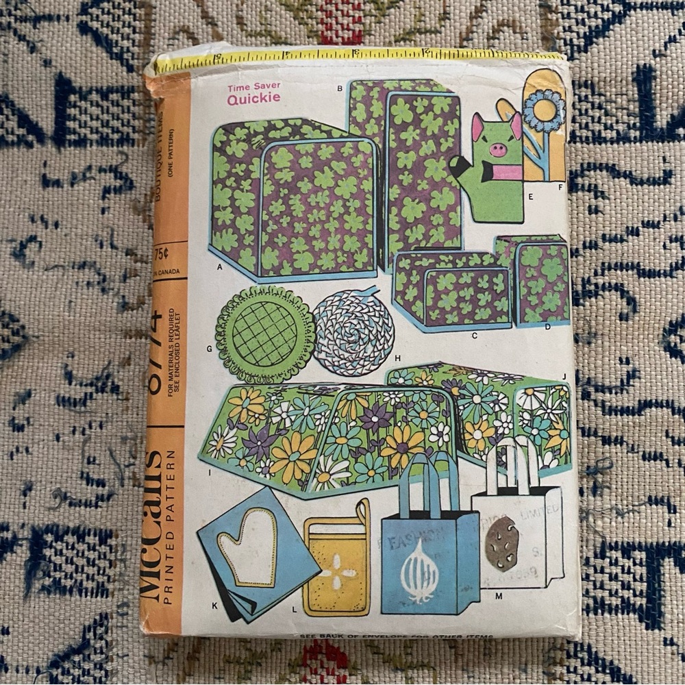 McCall’s 8774 60s Home Decor Vintage Sewing Pattern 1967 Uncut Flower Power